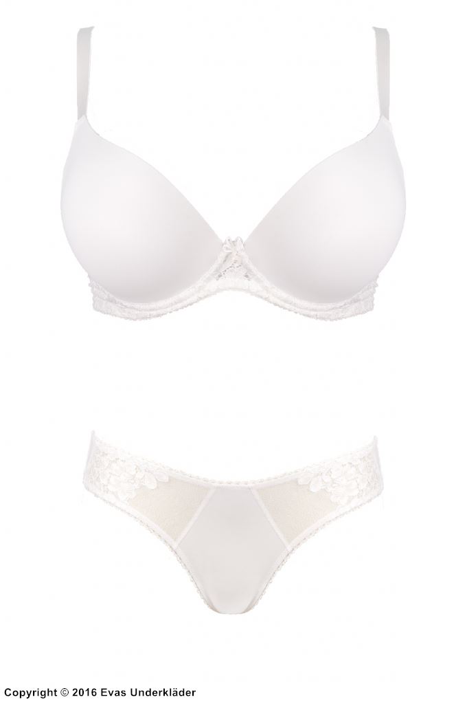 Push-Up BH, Satin, Schleife, leichtes Muster, A bis G-Cup